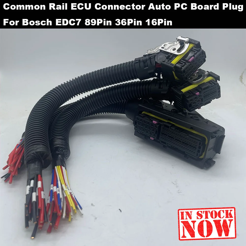 

16/36/89 Pin EDC7 Common Rail Connector PC Board ECU Socket Automotive Injector Module Plug + Wire Harness