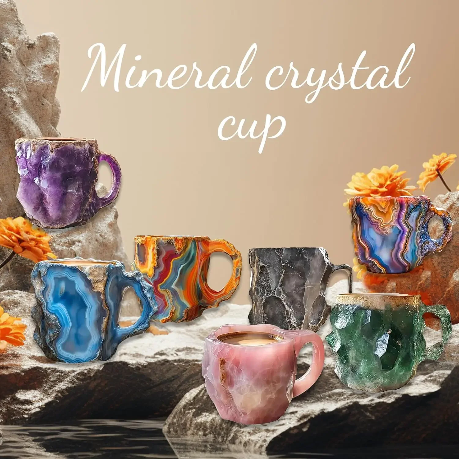 Mineral Crystal Coffee Mugs, Natural Mineral Crystal Coffee Mug, Mineral Crystal Coffee, Mugcrystal Coffee Mugs