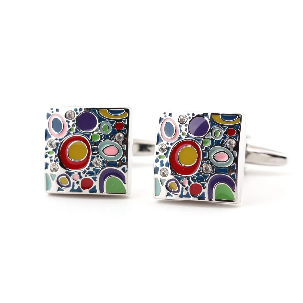 Polka Dot Art Colored Polka Dot Cufflinks Gentleman Art Style Colored Drip Glue Cufflinks Formal Attire Banquet Decoration