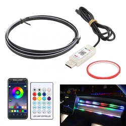 64 colors USB Car LED Ambient Light Acrylic Strips Dashboard Lights RGB Car Interior Hidden App Remote Control Atmosphere Lamp