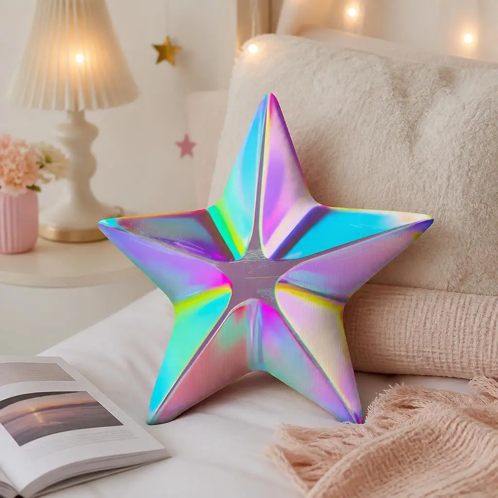Gape At New Holographic Star Plush Pillow Cushion Irregular Stuffed Throw Pillow Home Decor Gift Sofa Bed Couch
