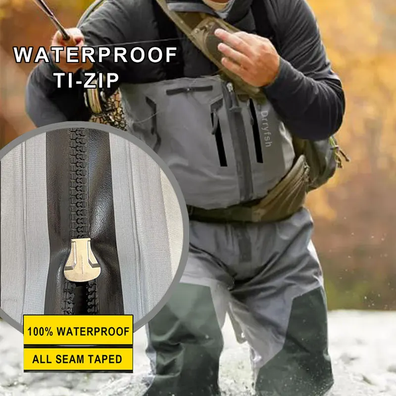 Zippered Chest Wader for Fishing Breathable Outdoor Stockingfoot Stout Wader Big Tall Men Wade Pants