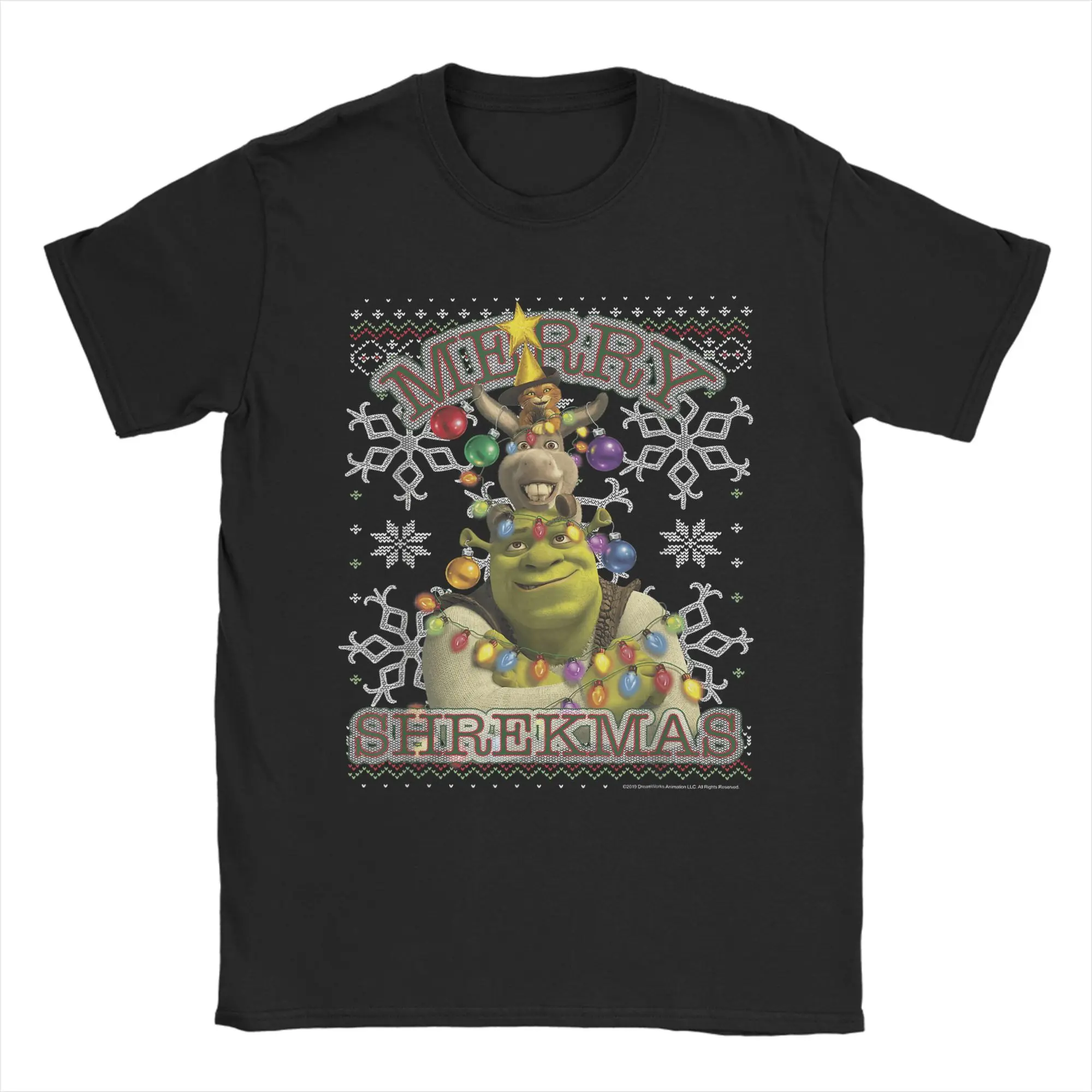 

Shrek Donkey & Puss Merry Shrekmas T Shirt Summer Fashion T Shirts Man 100% Cotton Comfortable Top Tees Short-Sleeve Tops