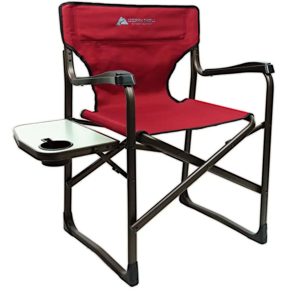 

Lightweight Camping Chair with Side Table and Cup Holder Durable Alloy Frame Portable and Comfortable 250lb Capacity Director