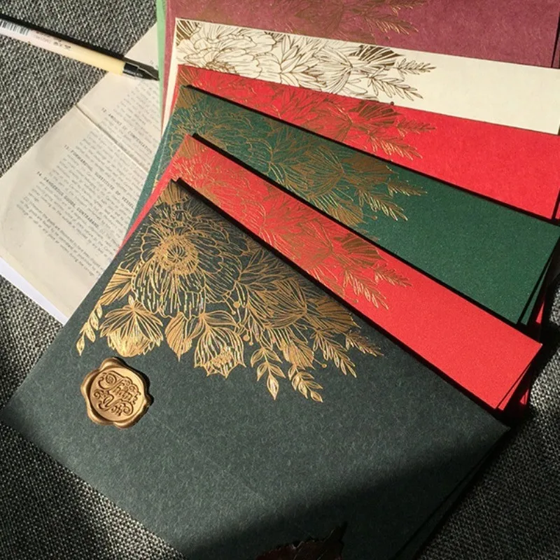 

10 шт./упак. Конверты для приглашений из специальной бумаги с горячим тиснением, упаковка из перламутровой бумаги, плотные конверты