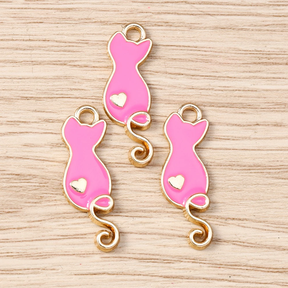 Tusember 20 Stück Niedliche Kätzchen-Emaille Kawaii Herz-Katzen-Charms für Schmuckherstellung, Niedliche Ohrringe, Anhänger, Halsketten, Armbänder, DIY-Handwerk – Detail 5