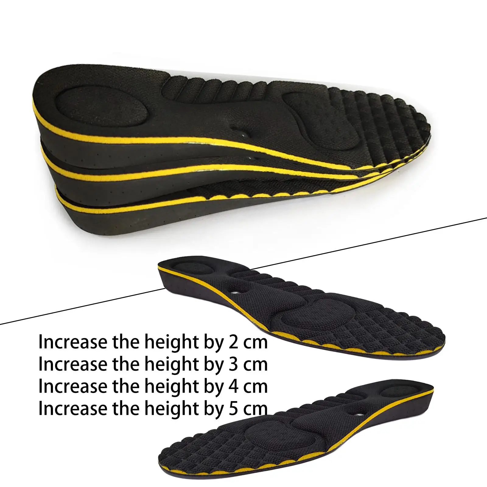2x Massage s Foot Shoes Insert 34-43 Invisible Inner Men Arch Support Foot Massage Women Height Increase 