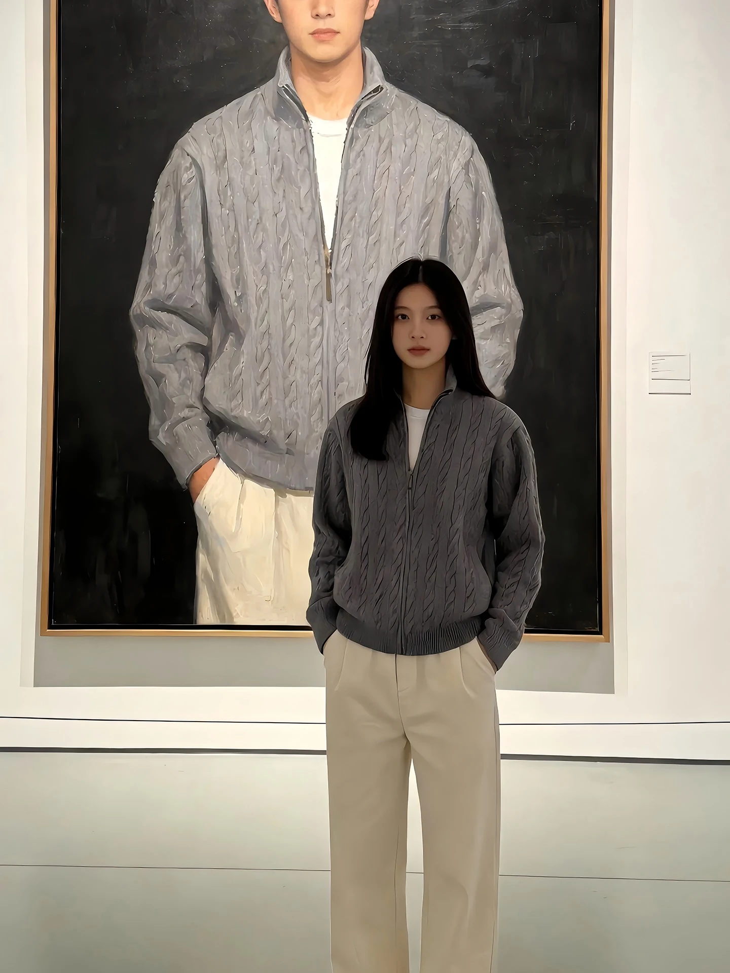 

ay American Twist Knitted Sweater Stand Collar Lazy Sle High Quali Couple Outerwear for Men And Women in Winter