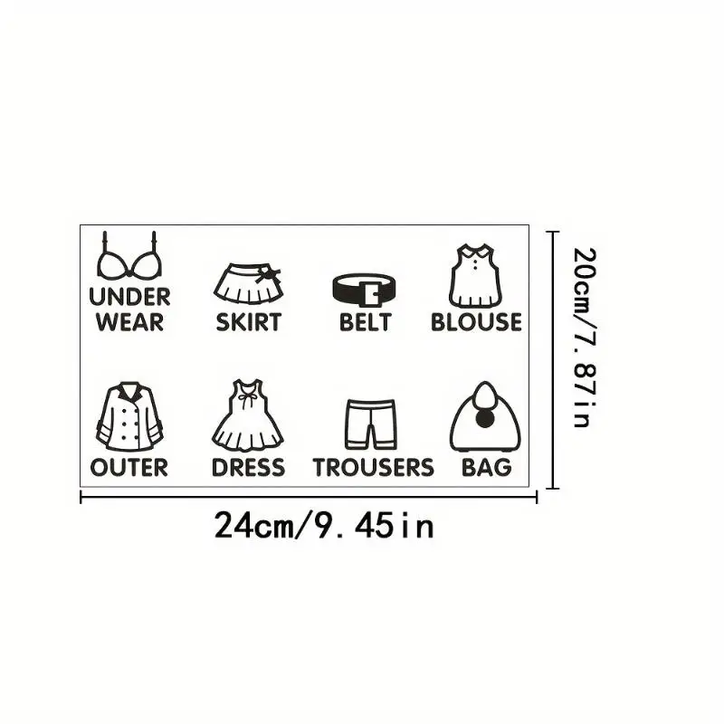 PVC Wardrobe Clothing Label Decal Sort Wall Decals Stickers Tag Clothes Classification Labels Bedroom Art Sticker