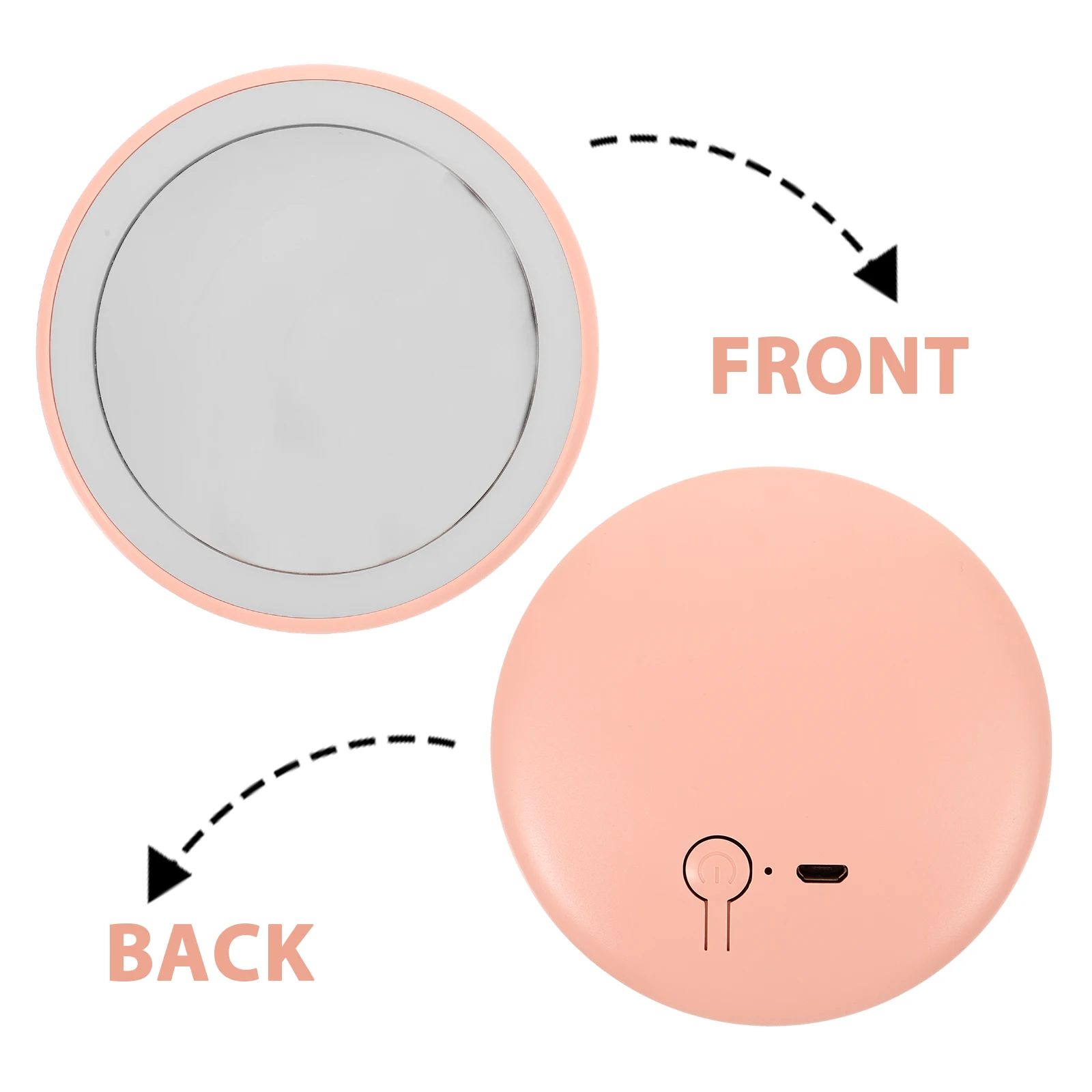 Miroir Compact léger avec lumière LED, miroir de maquillage rond en verre transparent pour voyage, sac à main de poche Portable, petit