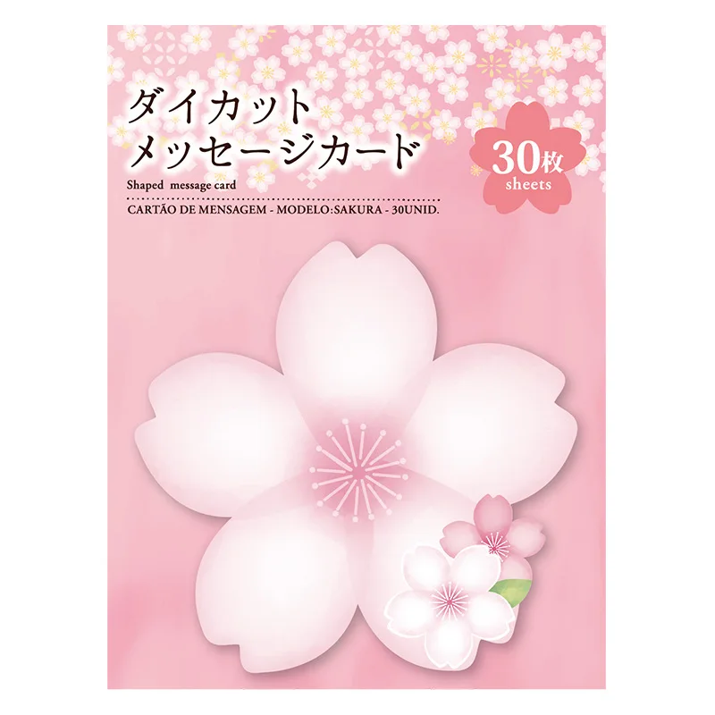 30 Sheets Beautiful Cherry Blossom Notes Message Card Handwritten Blank Card Information Cardboard Card Memo Pad Stationery