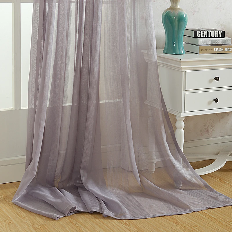 

European Simple Gray White Tulle Custom Size Curtains for Living Room Bedroom Dining Classic Door Screen Decor Nature Vertically