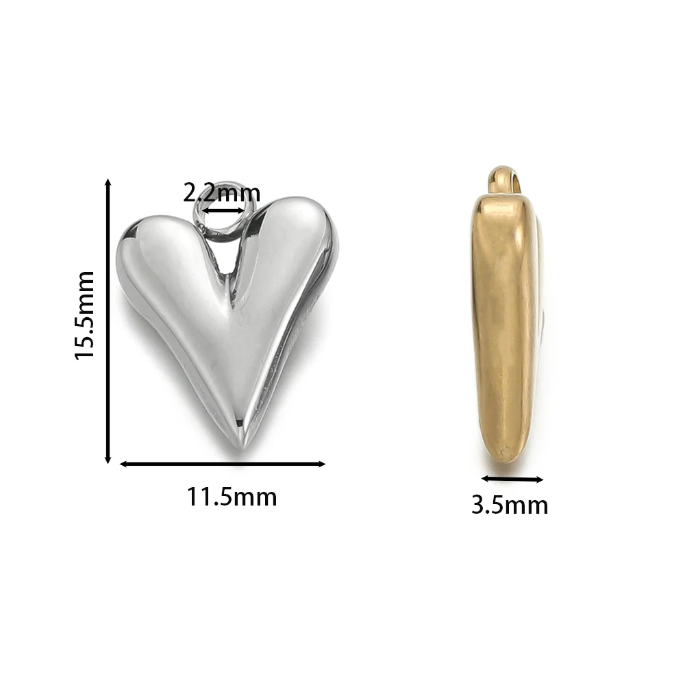 5pcs/pack Stainless Steel Love Heart Shape Charms Pendants for Handmade DIY Jewelry Necklace Earring Making Accessories