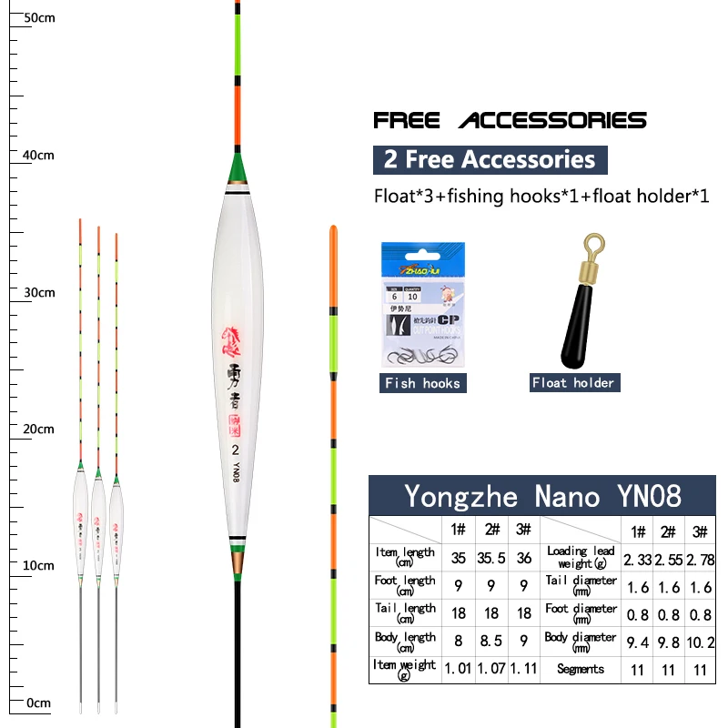 3Pieces Crucian&Carp Fishing Floats Composite Nano Flotador Pesca Stopper Bobbers Buoy Tools Tackles Accessories(YN08)
