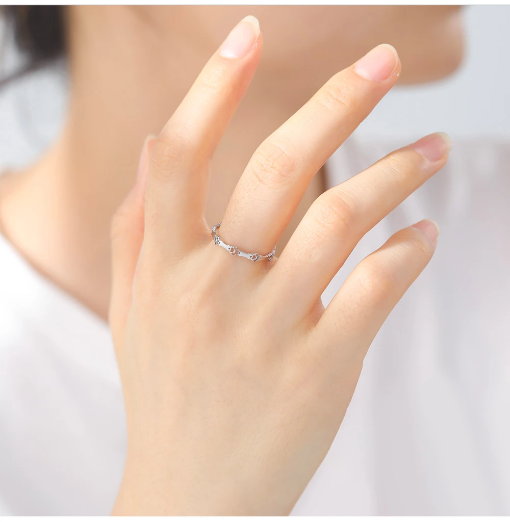 Cooltime Tier Hund Pfote Knochen verstellbare Ringe für Frauen Edelstahl offene Fingerringe Schmuck Anillos Mujer – Detail 8