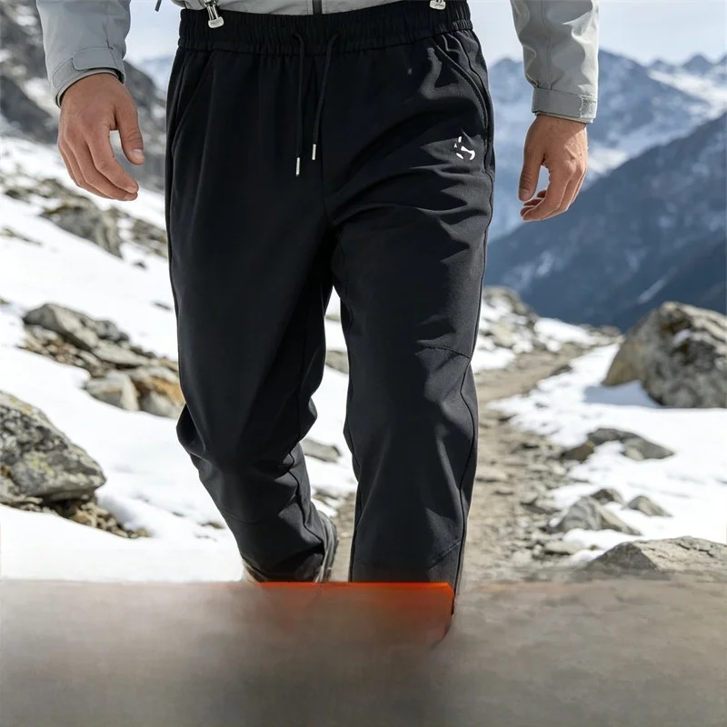 Outdoor Fleece Lined Pants Men's Own Knee Pads Warmth Locking Autumn Winter Straight Leg Casual Trousers for Couples