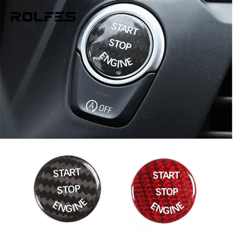 

ROLFES Carbon Fiber Interior Engine Start Stop Button Cover Trim For BMW X5 X6 E60 E70 E71 E72 E81 E83 E84 E87 E89 E90 E91 E92