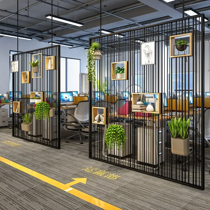 for Modern Simple Office Partition Screen Dining Living Room Card Seat Enclosure Wrought Iron LOFT Industrial Style Green