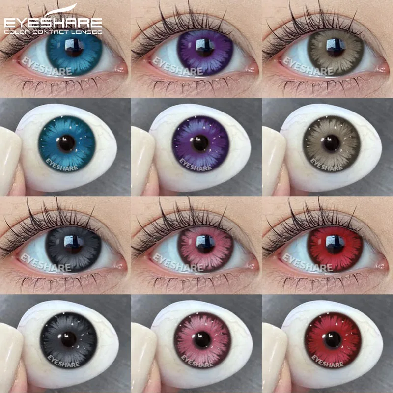 EYESHARE 1 Paar farbige Cosplay-Kontaktlinsen für Augen, blaue Augenlinsen, Anime-Kontakte, lila Linsen, Halloween, rosa Augenlinsen