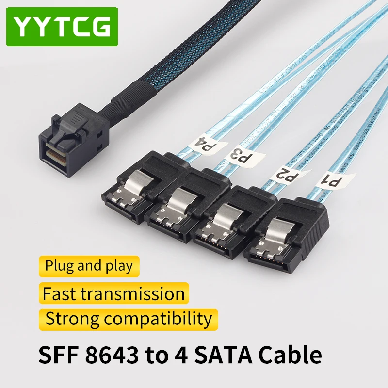 Mini SAS HD 12G SFF8643 to 4 SATA Internal Cable SFF 8643 Motherboard Controller to 4 SATA Hard Drive Server Cable