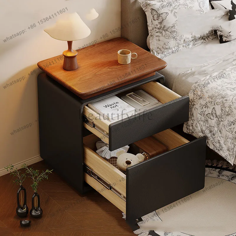 FG Cabinets Modern Bedside Table Trendy Bedroom Mobile Drawers Luxury Storage Wood Nightstand Librero Mesa De Noche Home Furnitu