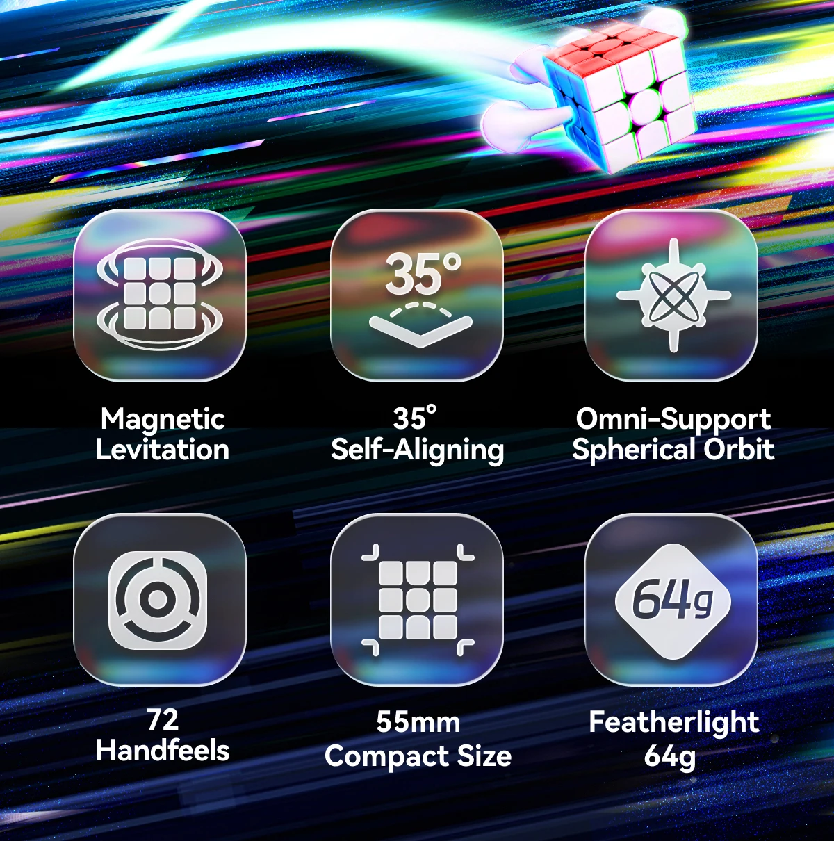 [Picube] GAN V100 Maglev UV Stickerless Magnetic 3x3x3 Speed Cube 3x3 Professional Ganv100 Magic Cube Puzzle Toys