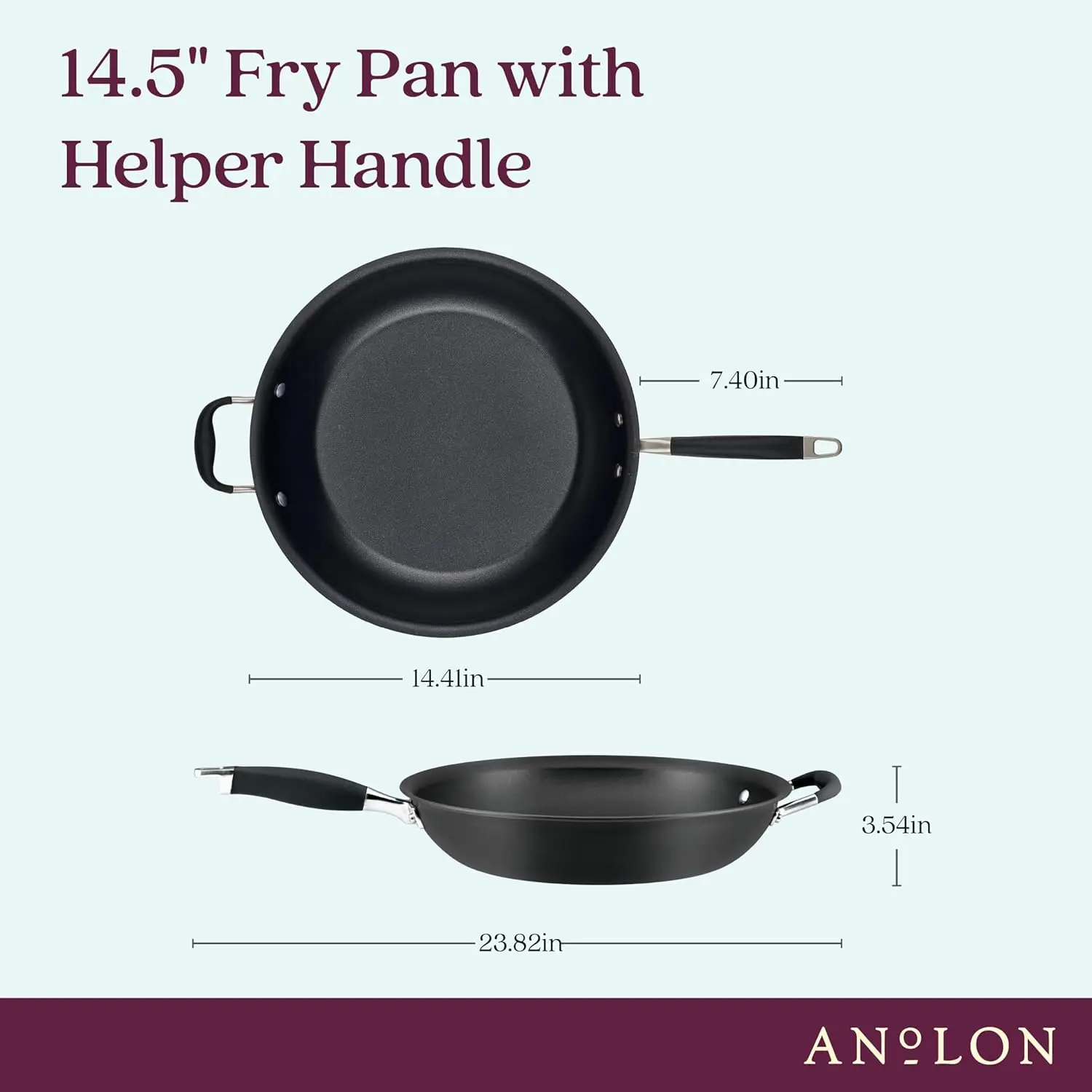 Hard Anodized Nonstick Frying Pan/Skillet with Helper Handle, 14.5 Inch - Onyx