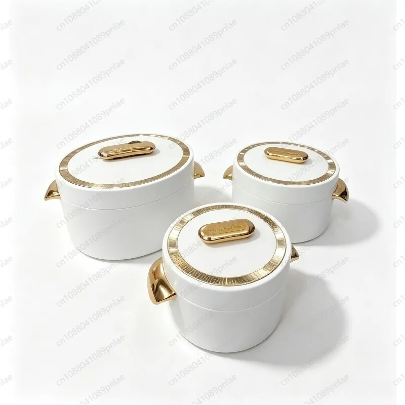 1000ML 2000ML 3500ML Round Thermal Food Container 3 Pieces Per Set Catering Heat Preservation Box