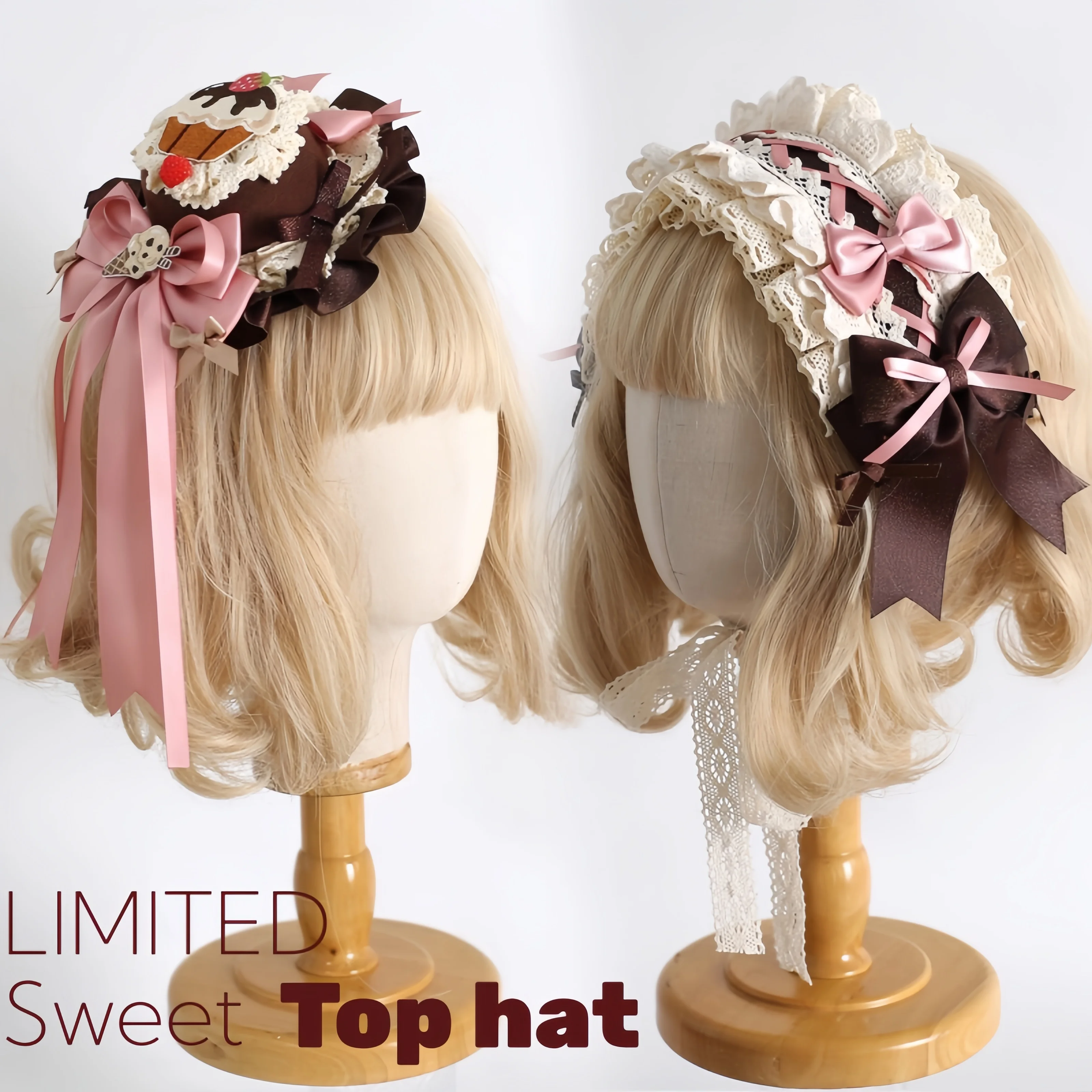Original Handmade Strawberry Thin Chocolate  Headband lolita Small Cake Hat KC Doll Lace Bow Sweet Headband Girl's Gift