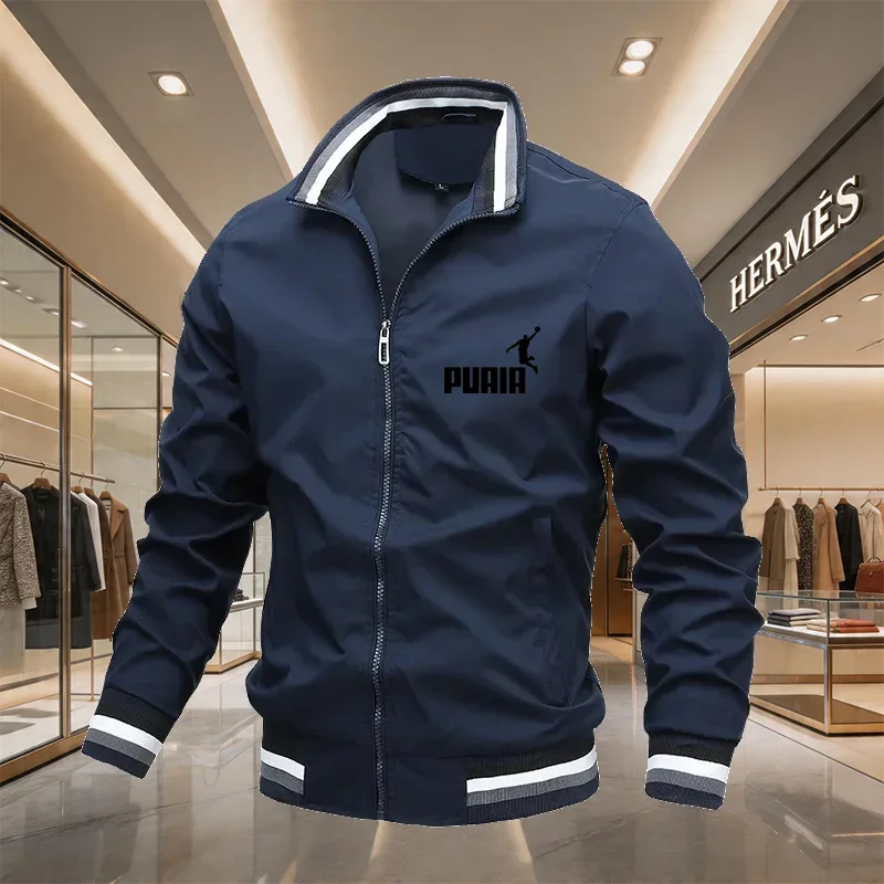 Men's Spring Autumn Lightweight Baseball Jacket Casual Slim Fit Windbreaker Outdoor Cycling Travel Breathable Zip Up Sports Coat