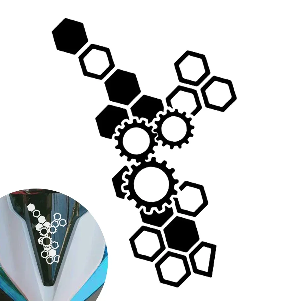 Motorcycle Front Face Stickers Modification Waterproof Honeycomb Gear Reflective Decal PET Decoration Universal