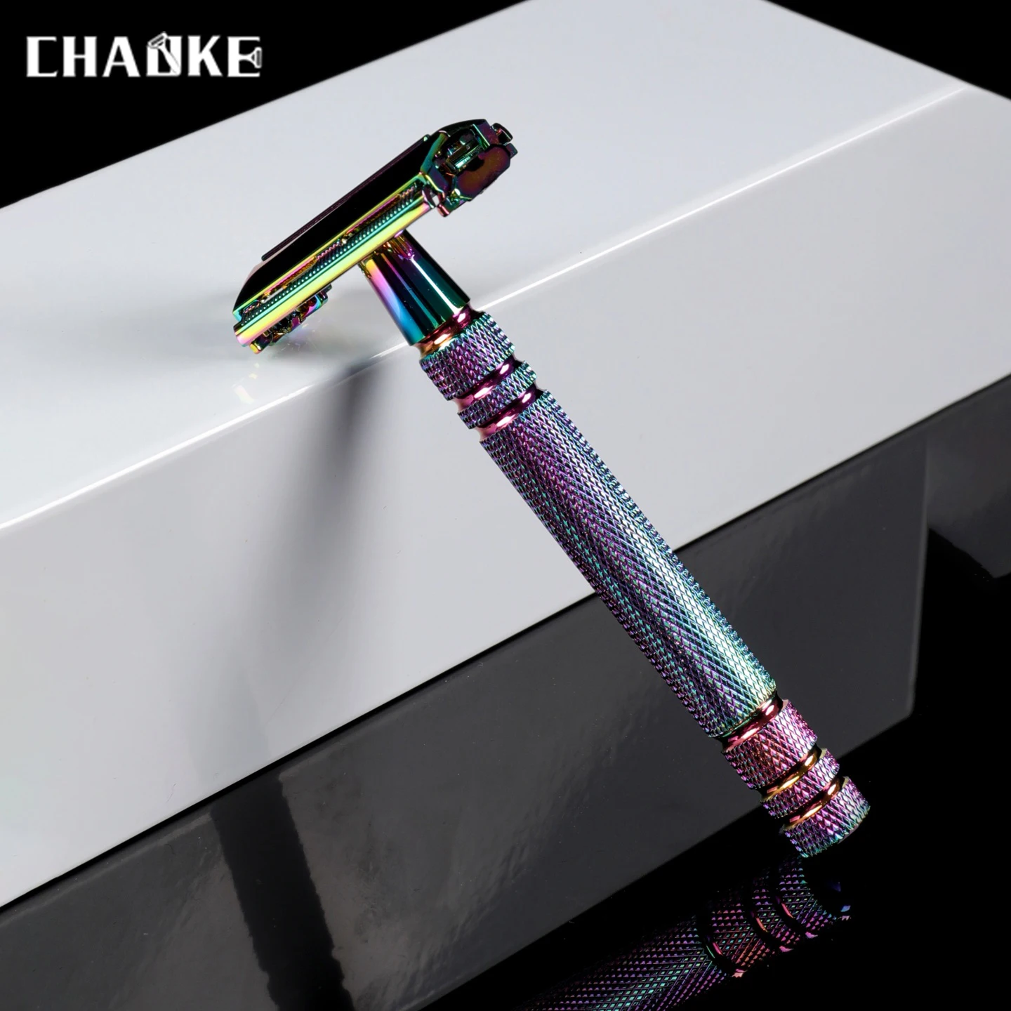 Chaoke Rainbow Coating Vintage Manual Razor Colorful Vintage Double-Edged Blade Shaver Butterfly Opening Blade Replacement