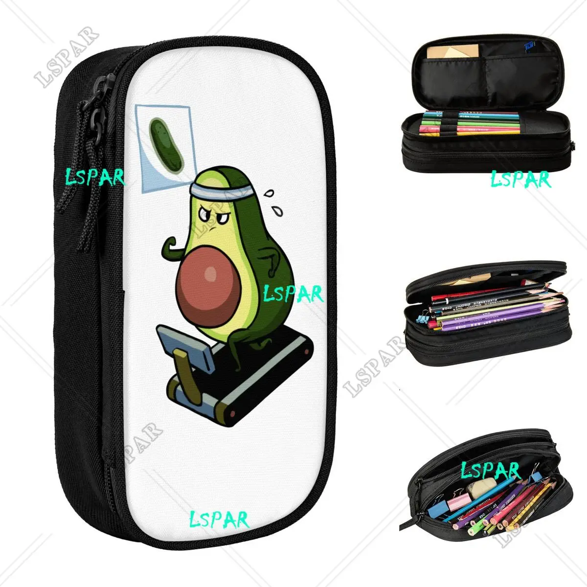 Avo-Cardio Monday Avocado Pencil Cases New Vegan Guacamole Cartoon Pen Bag Student Large Storage School Gifts Pencil Box