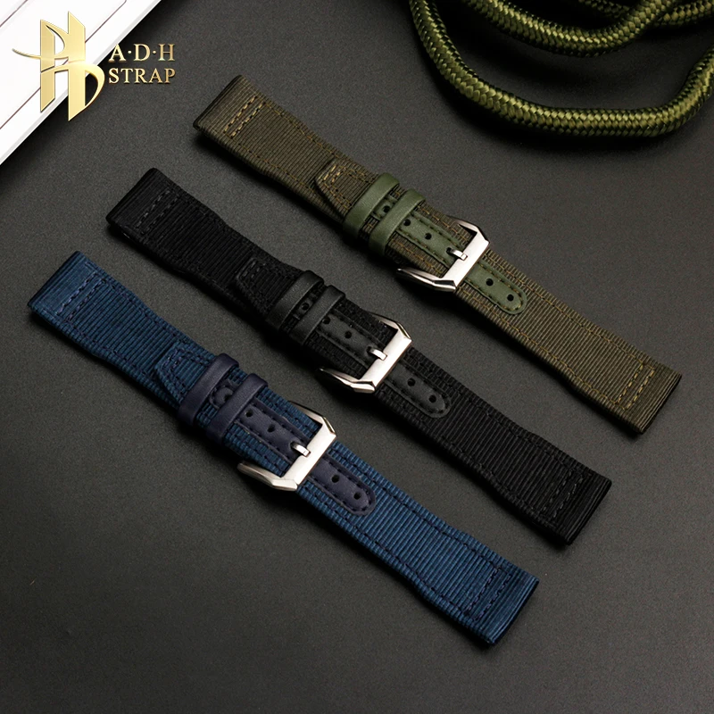 High Quality Woven Nylon Watch Strap For IWC Pilot Series IW388109 IW387901 IW503607 Top Gun Watch Band 20mm 21mm Folding Buckle