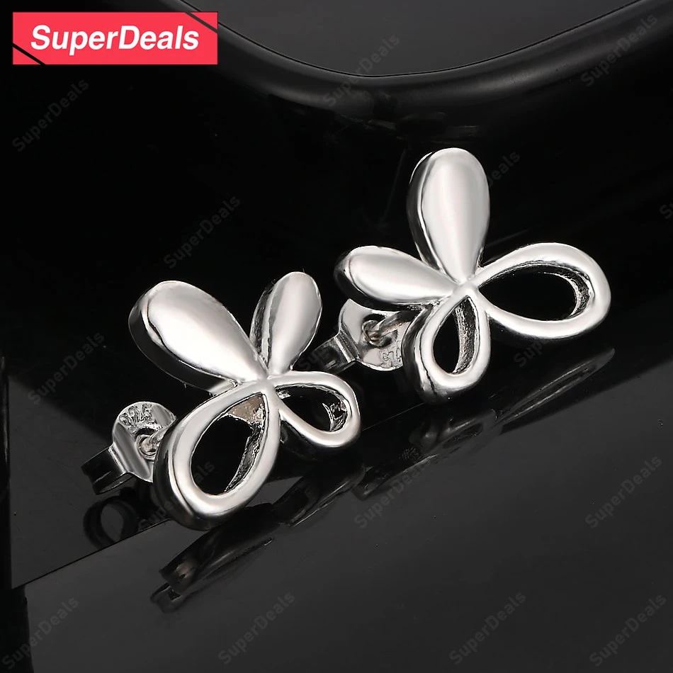 

SuperDeals 925 Sterling Silver Butterfly Stud Earring Women Banquet Party Wedding Design Jewelry Luxury Beautiful Gift
