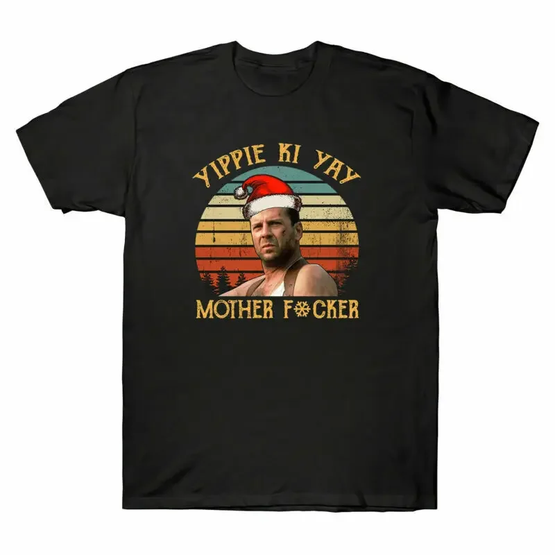 Yippie Ki Yay Mutter fvcker Vintage Retro Herren T-Shirt Baumwolle schwarz Hemd beängstigend Vintage-Druck