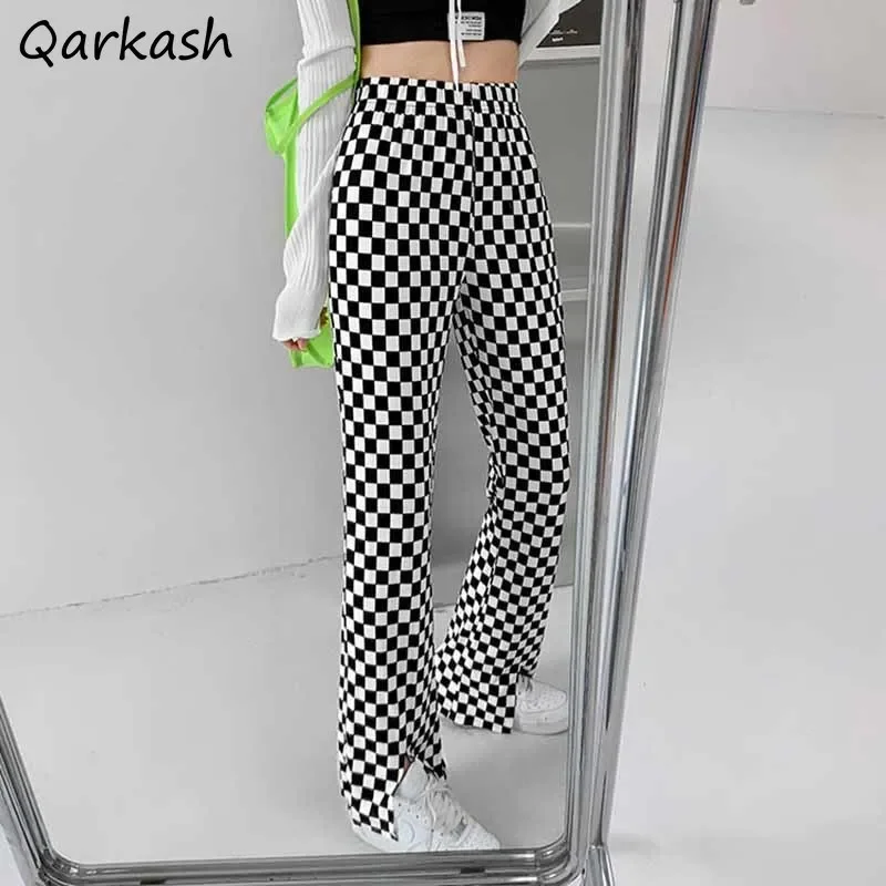 Pantalon à carreaux pour femmes, taille haute, rétro, à carreaux, populaire, Streetwear, mode Femme, Design de loisirs, bas Harajuku Ins