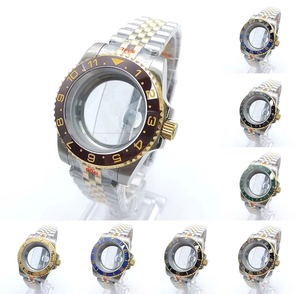 41 MM kast horlogeaccessoires roestvrijstalen band 50 m waterbestendig voor NH 35 36 saffierglas