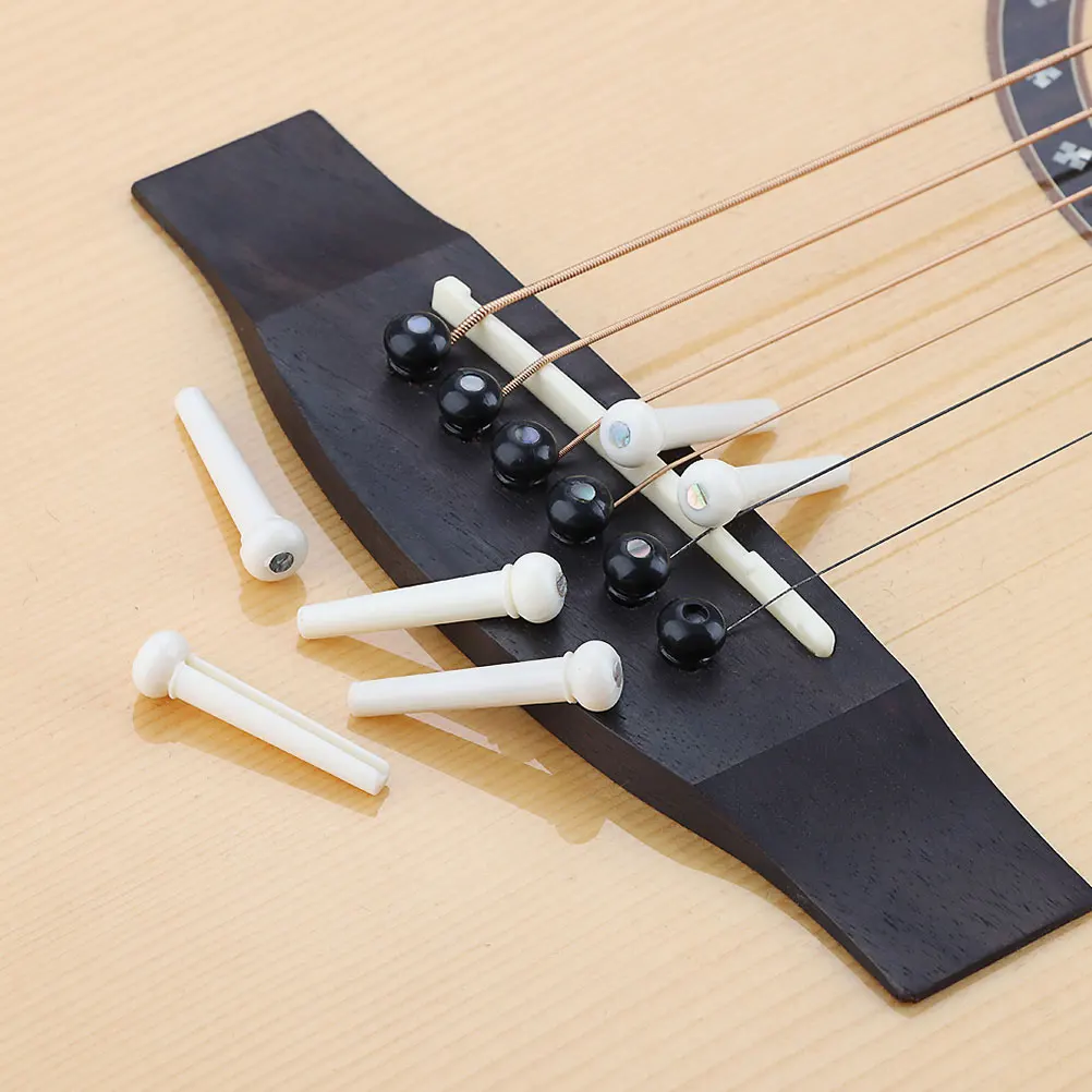 

6 Pcs White Plastic String Nails Guitar Bridge Pin Pegs for Acoustic Tuning Pins