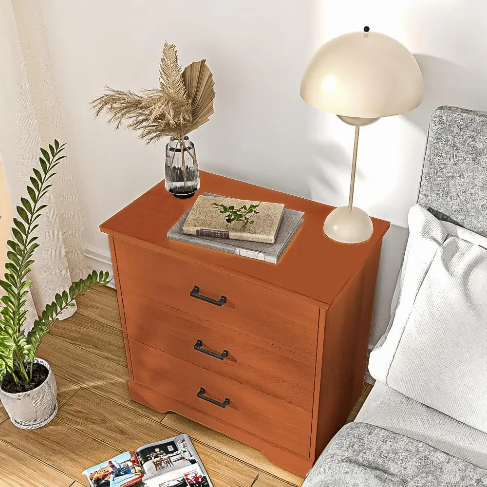

3-Drawer Farmhouse Wooden Dresser Set For Bedroom, Living Room, Nursery | Modern Nightstand Clothes Dresser
