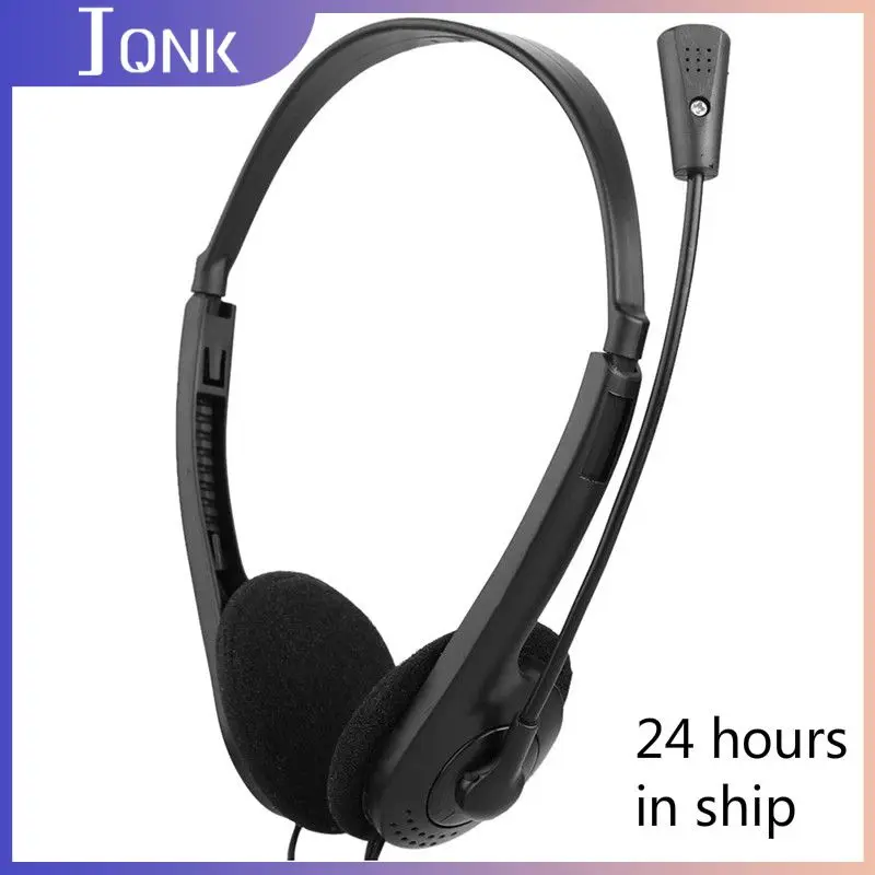 Auriculares estéreo con cable y cancelación de ruido, cascos con micrófono, diadema ajustable para PC, portátil, micrófono de Servicio al Cliente, 3,5mm