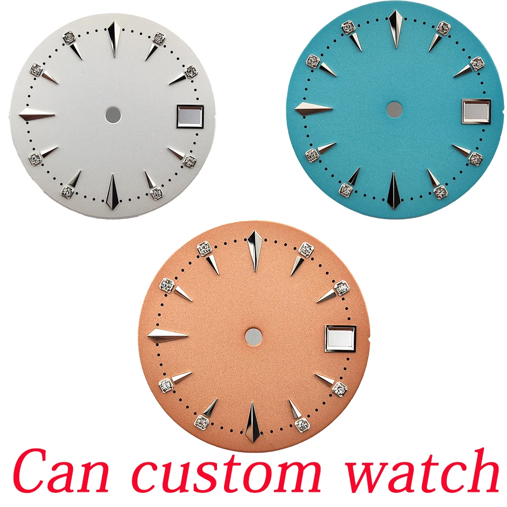 28.5mm Watch Dial Diamond Scale Faces Men's Cocktail Watch Replacement Accessories for NH35/china nh35 Movement