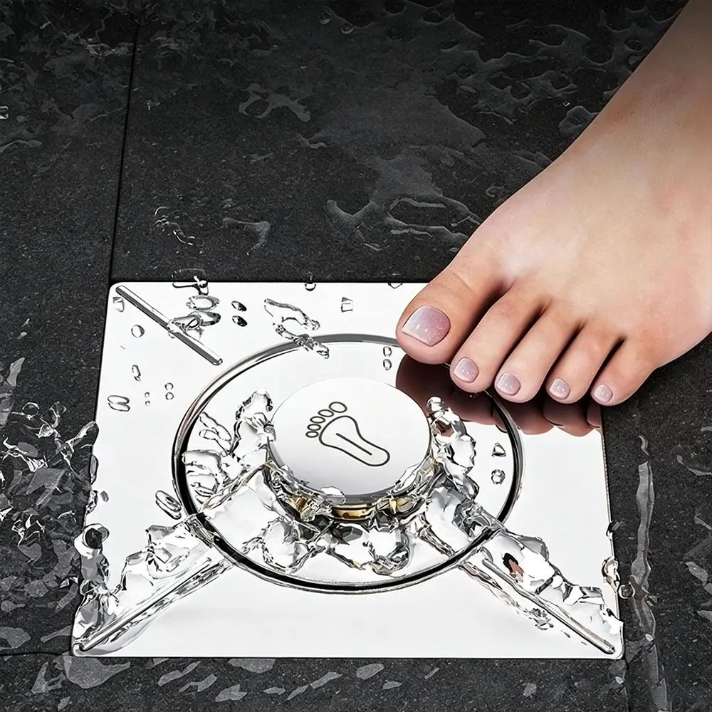 Stainless Steel Floor Drain Cover Spring Core Foot Press Drain Cover Strainer Sealing Structure Floor Drain Stopper