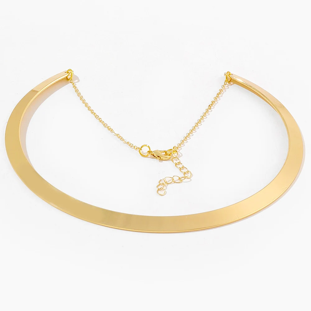 

Punk Gold Color Metal Torques Choker Necklace for Women Circle Wide Cuff Collar Necklaces Statement Jewelry Female Bijoux Gift