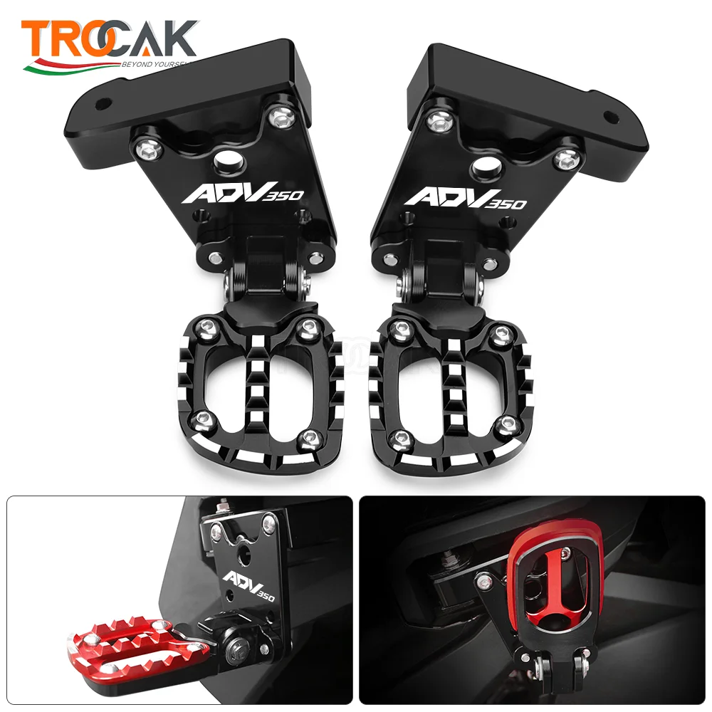 

2026 For Honda ADV350 ADV 350 2021-2025 Motorcycle Accessories Foot Pedal Foldable Passenger Foot Rest Footrest Footpegs