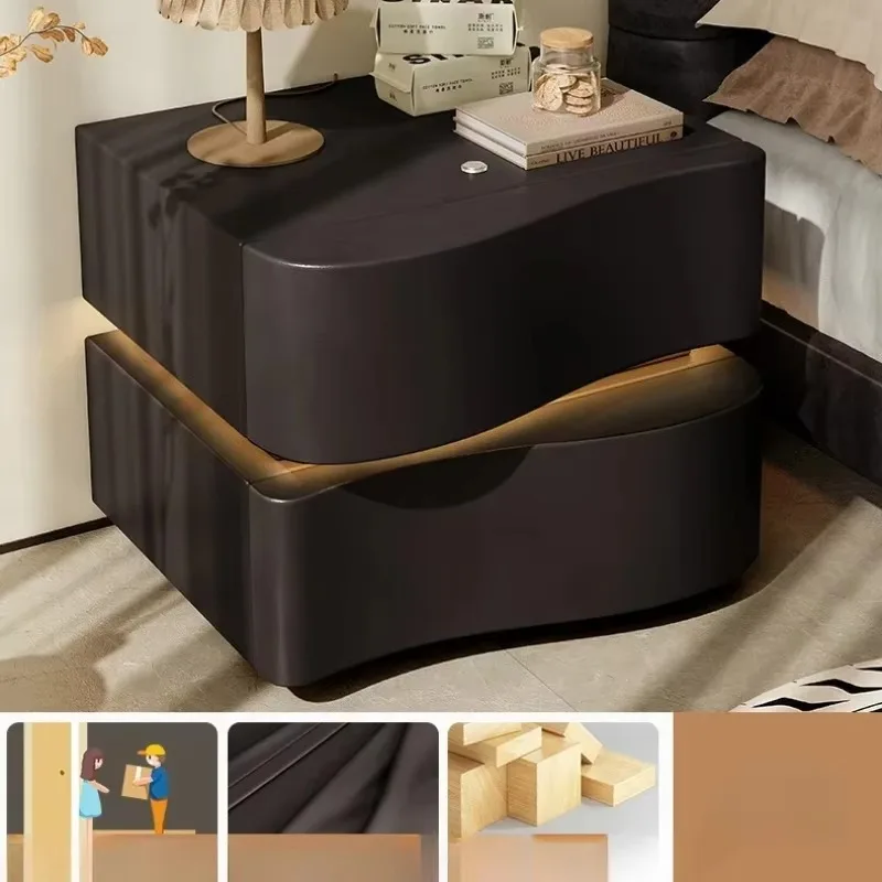 منضدة تخزين جمالية لغرفة النوم الاسكندنافية تصميم حديث طاولة بجانب السرير فاخرة أثاث فندق من الخشب البسيط Mesitas De Noche #2