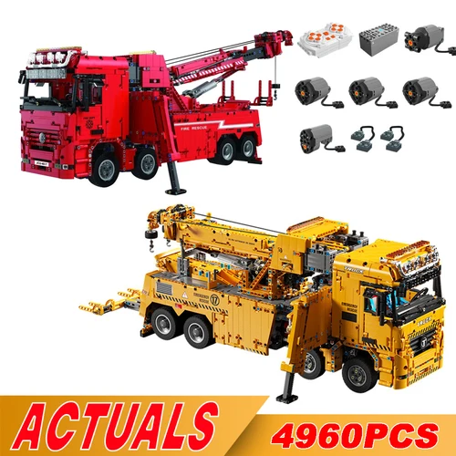 전기 원격 제어 조립 DIY 벽돌 빌딩 블록, Moc 테크니컬 8x8 도로 구조 트럭 크레인, 성인 완구, T4017, 4960PCs