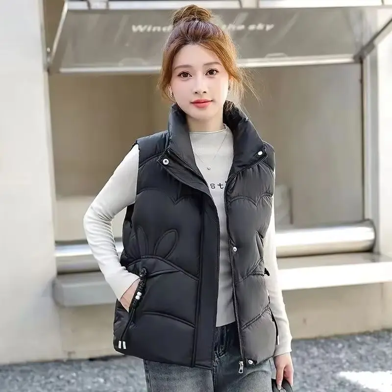 

2026 Autumn Winter New Short Down Cotton Vest Jacket Women's Fashion Loose Thicken Warm Waistcoat Coat Female Casual Ladies Tops