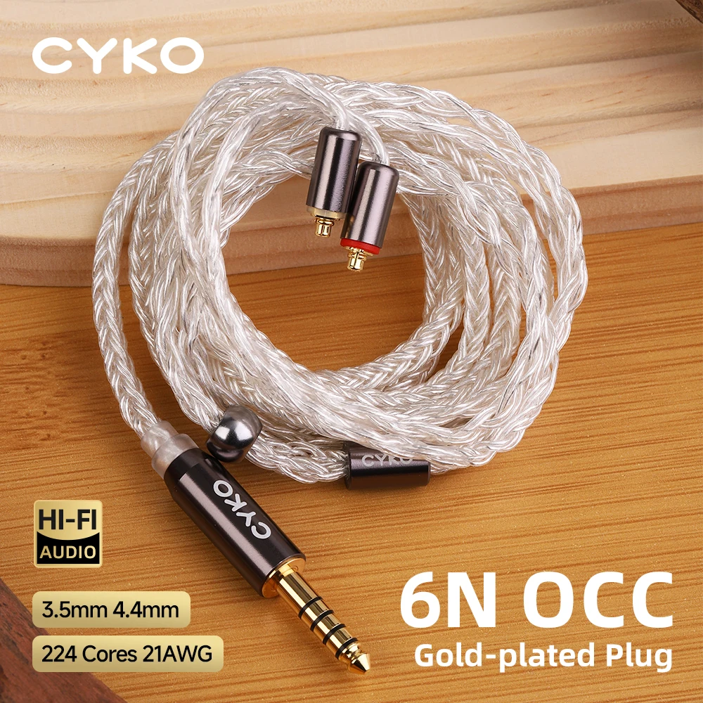 CYKO HIFI Iem Cable 6N OCC Earphone Update Cables 16 Core Silver Plated MMCX 2Pin/0.78 4.4mm 3.5mm Balanced Cable Replacement