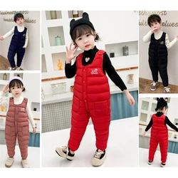 Kids Casual Rompers 2023 Girls Down Pants Children Winter Warm Down Pants Fashion Snow Trousers Boys Windproof Sweatpants